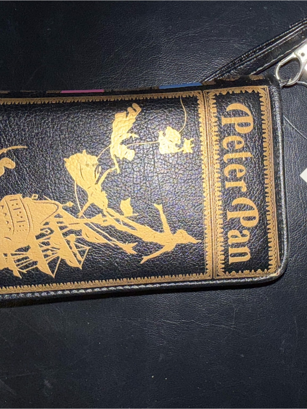 Black and Gold Leather Wristlet Wallet